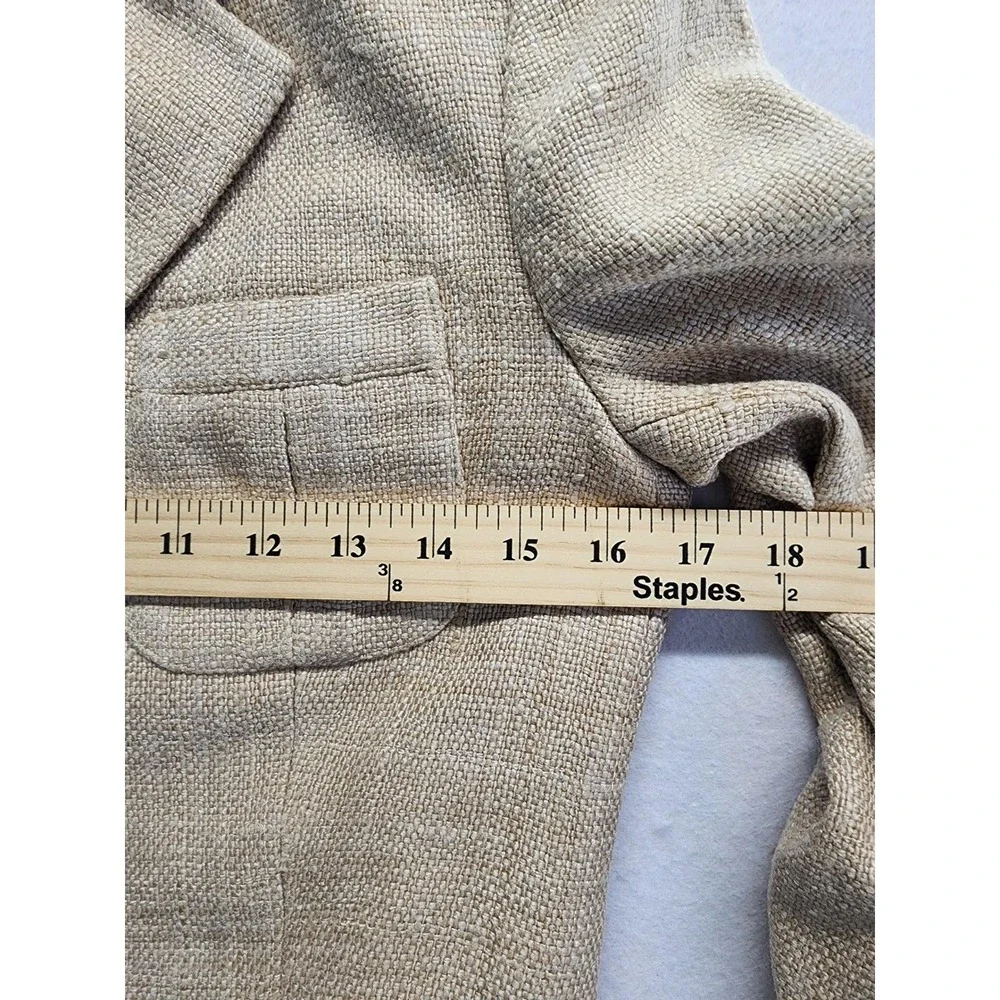 Lauren Ralph Lauren Petite Tan 100% Silk Textured Blazer‎ Jacket Size 2P